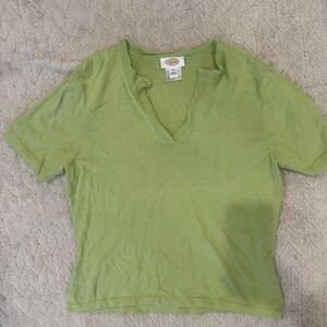 Talbots Light Green V-Neck Short Sleeve Top